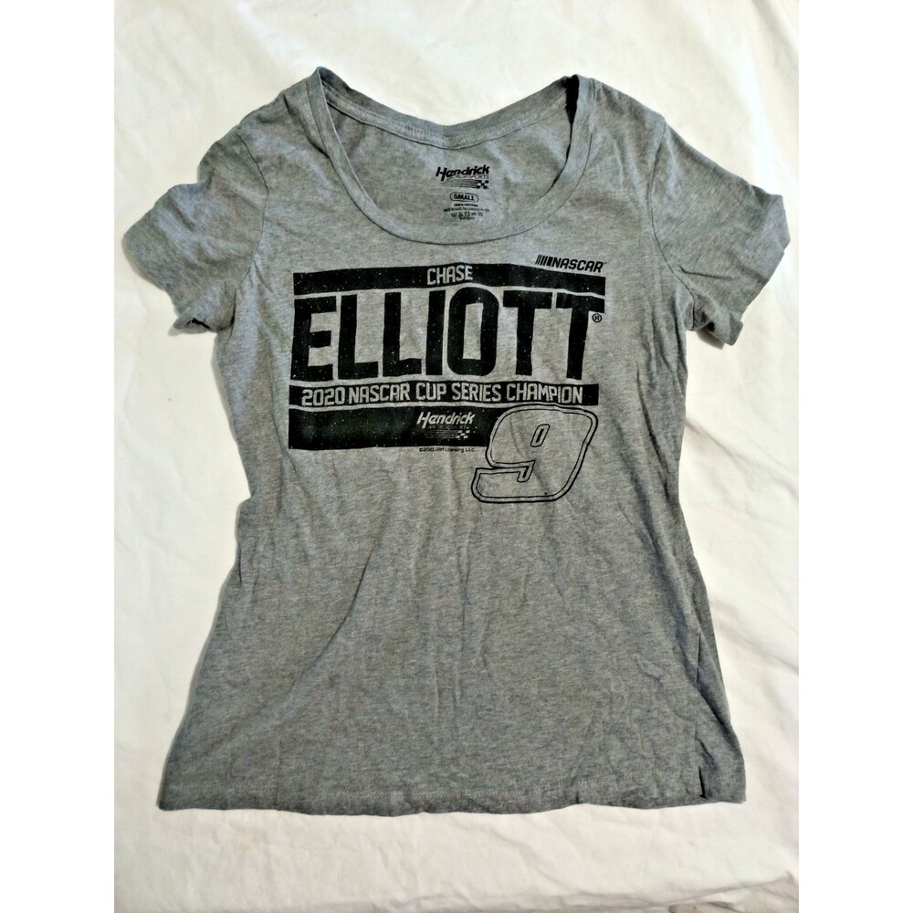 Chase Elliott #9 2020 NASCAR Cup Series Champion T Shirt Womens Small Gray